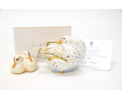 Royal Crown Derby first quality Designers Choice Goose and Gosling's, limited edition 427/750 (two items, both 427/750, one c
