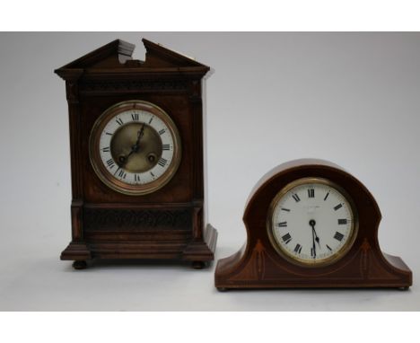 Edwardian mahogany, John A Clark mantle clock together with Victorian style eight day mantel clock (2)