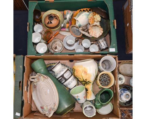 Two boxes of Studio pottery including 'Celtic Pottery' German, Austrian, etc 