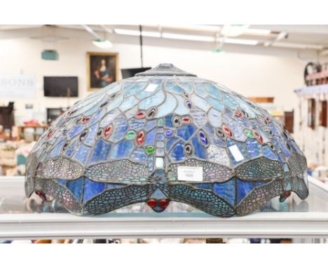 A 20th Century Tiffany design/style blue glass pendant light shade, diameter approx 51 cm 