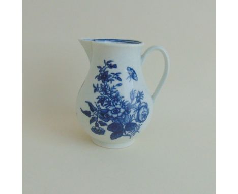 A Worcester large milk jug, Three Flowers pattern, circa 1770, 11 cm high approx Provenance - The Late Noel Howard Collection