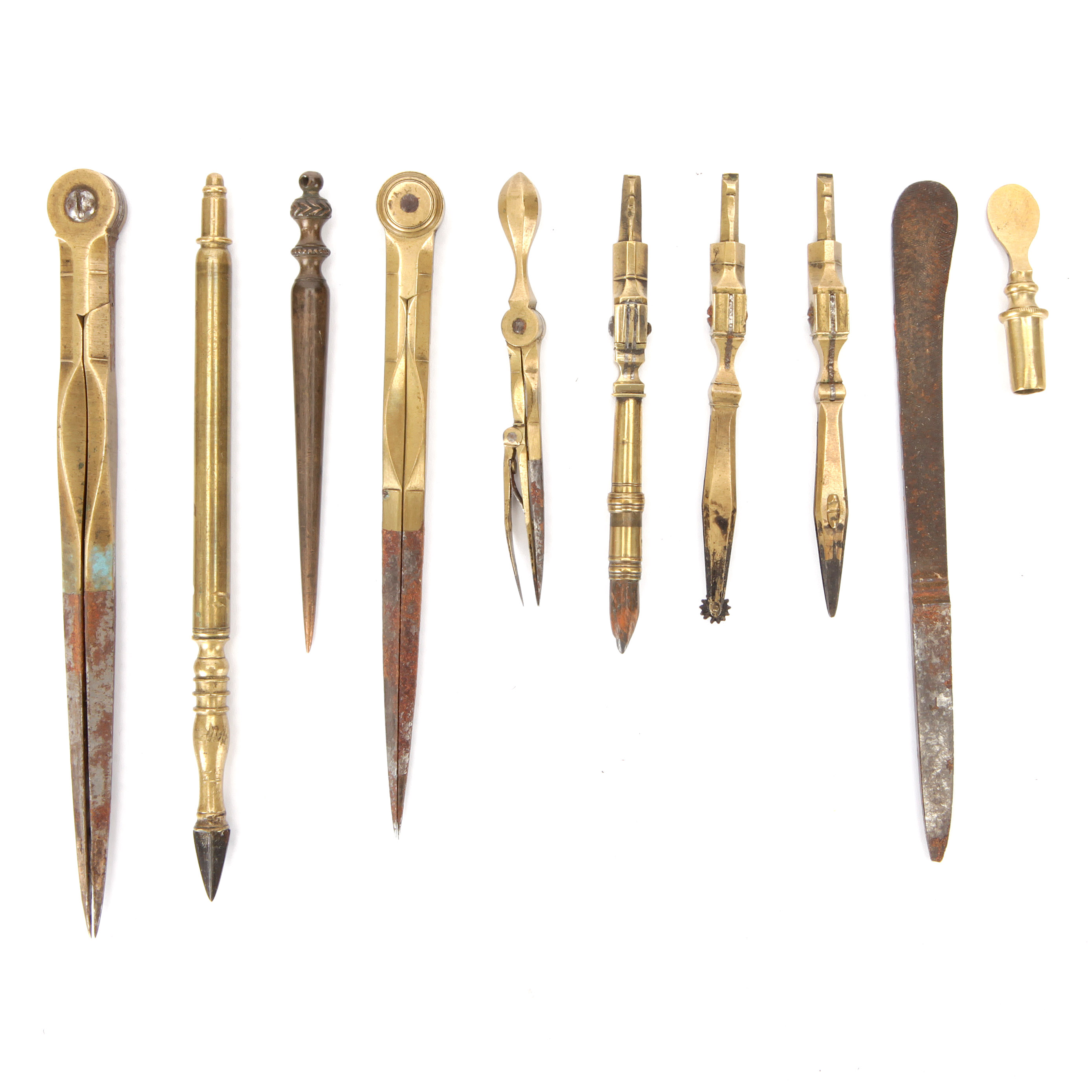 An Early Pocket Set of Brass Drawing Instruments, by William Parson(s ...