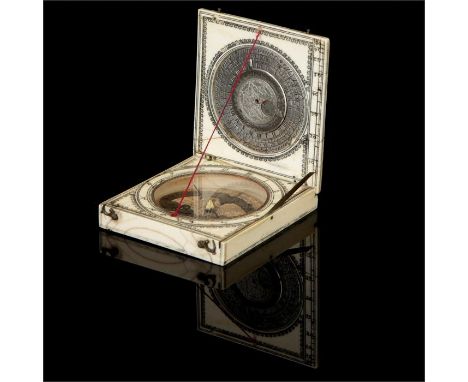 A 17th Century Ivory Magnetic Azimuth Pocket Sundial, by Charles Bloud, circa 1670,  Leaf 1a – Equinoctial dial numbered 1-12