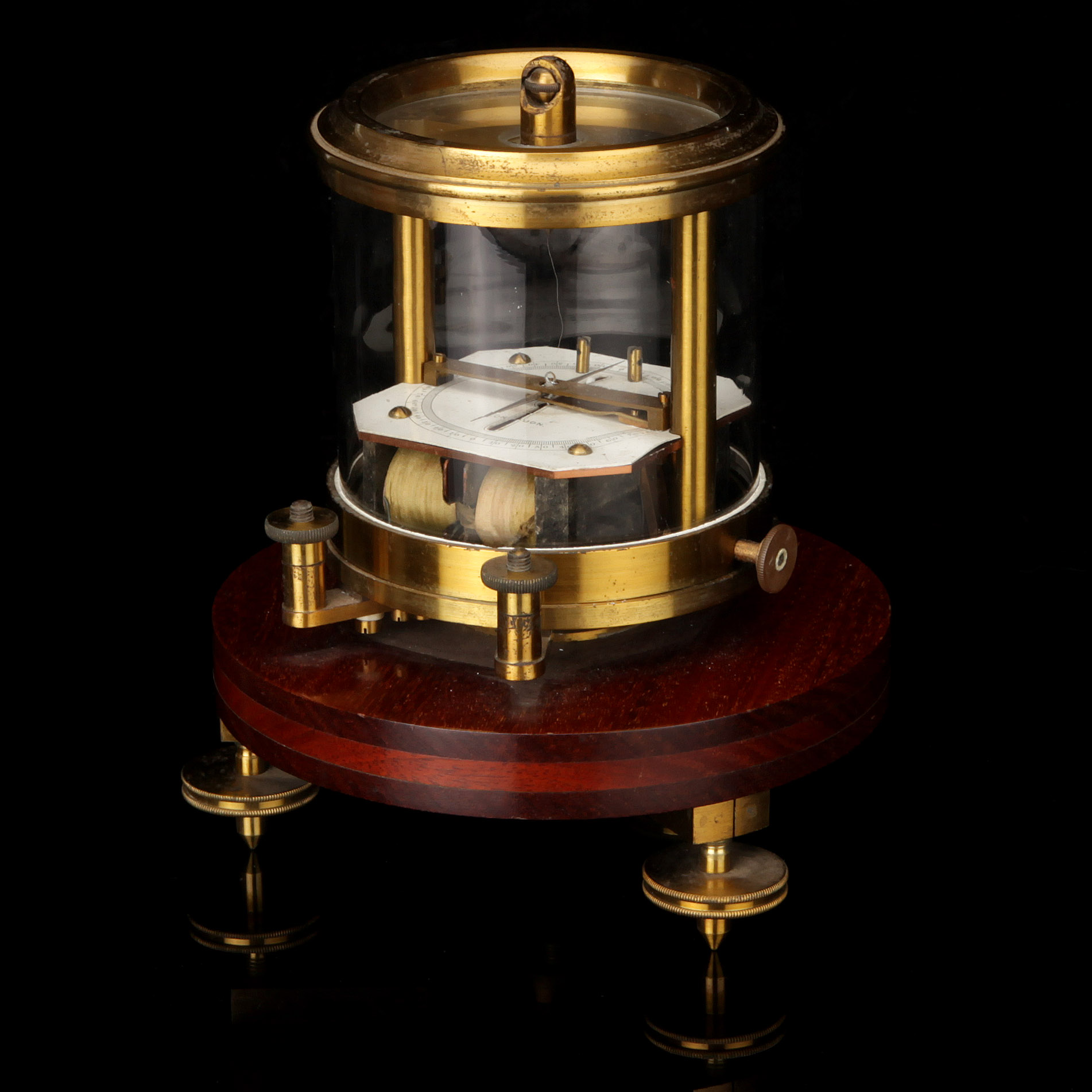 A Galvanometer, by Siemens Bros. & Co., glazed lacquered brass frame ...