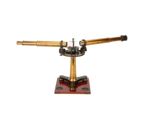 A Student Model Spectroscope, by John Browning, single prism model with lacquered brass telescope and collimator, enameled ir