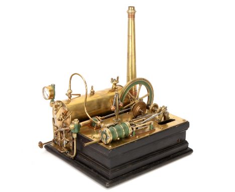 Late 19th Century Brass Mill Steam Engine , unsigned, constructed entirely of brass with polished bright work, with 1 1/4in s
