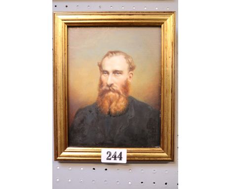 Framed 19thC portrait, Oil on board James Davison Wadham, unsigned.