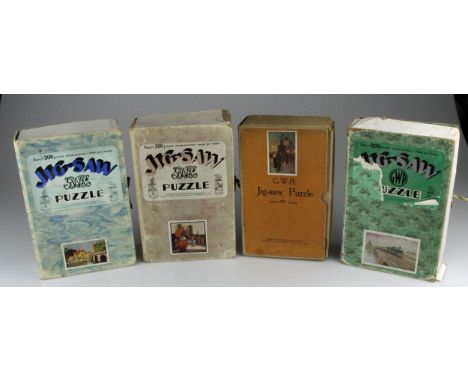 Collection of four Great Western Railway Chad Valley jigsaws 1930's in original boxes. Comprising - Henley Bridge 1933; The R