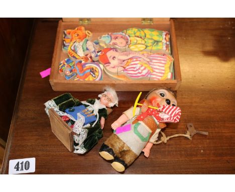Steiff 1930s Hedgehog, qty. of Woodcut children's Jigsaw pieces etc 
