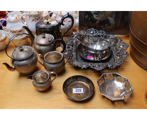 Mappin &amp; Webb Silver plated 4 Piece Tea set and assorted Silver plated tableware 