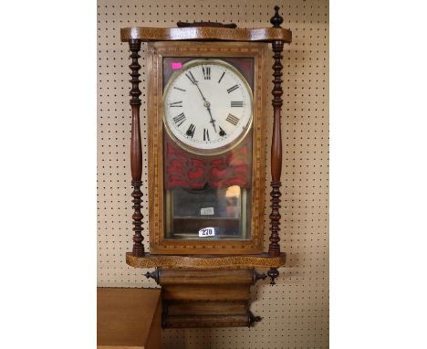 Late 19thC American Wall clock with inlaid decoration 