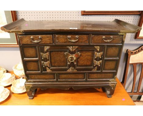 Asian Hardwood Tansu Cabinet with Brass fittings over bracket feet 