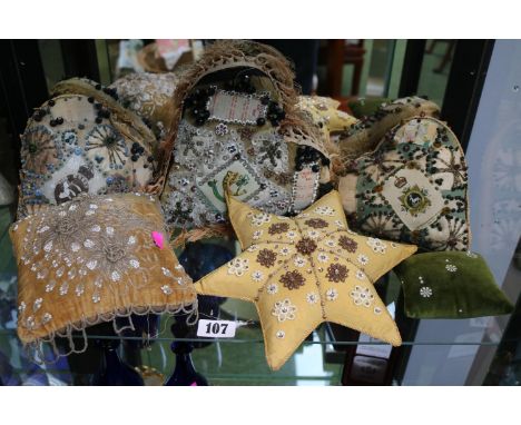Collection of Sweetheart Cushions to include Oxford Light Infantry, Bedfordshire Regiment etc (3) and 3 other cushions 
