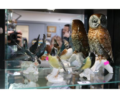 Collection of Karl Ens Ceramic birds to include Owl, Blue tits etc (5) 