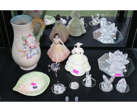 Collection of Swarovski,Clarice Cliff Newport Pottery Floral Ewer and assorted ceramics