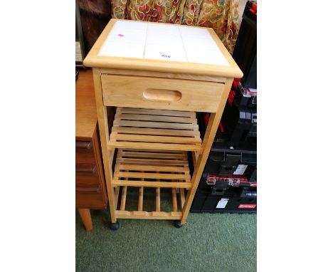 Modern Tile topped stand with bottle rack shelf 