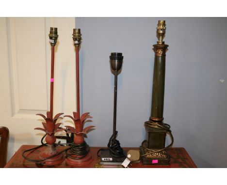 Pair of Rochamp Pineapple design table lights, Column table light and another table light 