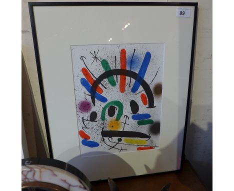Joan Miro, a lithograph printed by Mourlot of Paris, 1972, 30cm x 24cm, framed and glazed