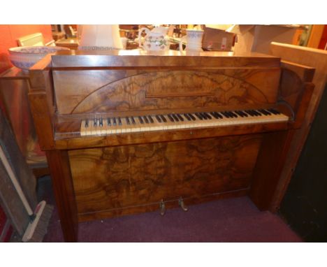 An Art Deco walnut cased Eavestaff piano 