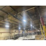 Gorbel 1000 LBS. Capacity Shop Crane, w/ (2) 208V, 3 Phase CM Lodestar Electric Chain Hoists, with