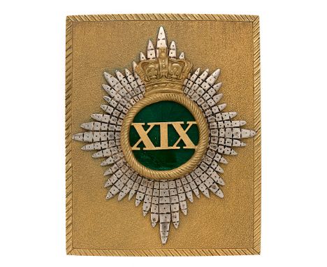 Badge. 19th (1st Yorkshire North Riding) Regiment of Foot Victorian Officer's shoulder belt plate circa 1840.  Fine seeded gi