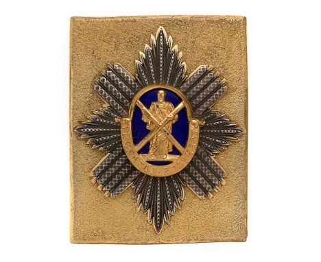 Badge. Scottish. 1st (the Royal) Regiment of Foot Victorian Officer's shoulder belt plate circa 1844-55.  A very fine and sca