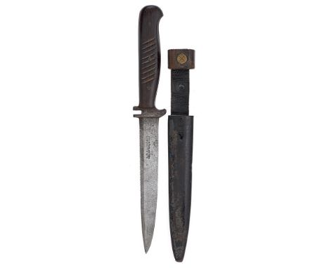 WW1 Imperial German Rare Variation Trench Fighting Knife by F.W.Backhaus A good rare example with 15cm straight spear point, 