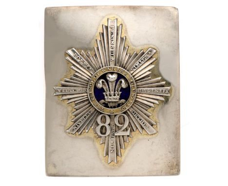 Badge. 82nd Foot (Prince of Wales's Vols) Regiment of Foot George IV Officer's 1827 HM silver shoulder belt plate.  Fine rare