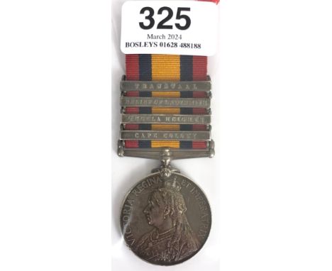 Boer War 2nd Bn Royal Scots Fusilier POW Queens South Africa Medal.  Awarded to "5882 PTE J DUFFY 2: R SCOTS FUS". Bearing 4 