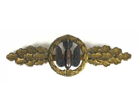 German Third Reich WW2 Luftwaffe 1st Class gold Operational Flying clasp for Bombers by G.H. Osang, Dresden.  Good scarce die