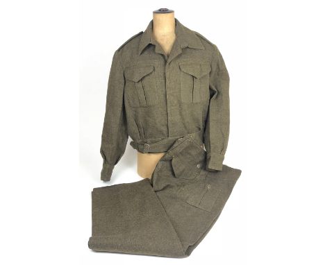 1944 Canadian Made WW2 Battledress Blouse &amp; Trousers. A good matching set as issued. Blouse with issue stamp Size 15 1944