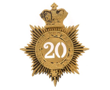 Badge. 20th (East Devon) Regiment of Foot Victorian Officer's Quilted pattern shako plate circa 1861-69. Fine scarce die-stam