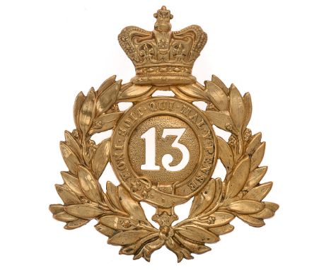 Badge. 13th (1st Somersetshire) (Prince Albert's Regiment of Light Infantry) Victorian shako plate circa 1869-78.  Good scarc