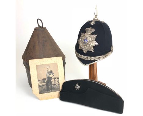 1st VB Sherwood Foresters (Derbyshire Regt.) Attributed Officer's Home Service Pattern Helmet & Side Cap Attributed to Captai