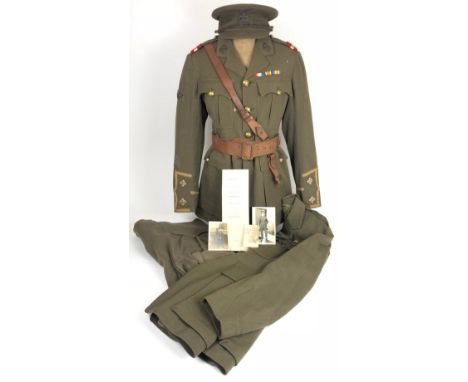 Tank Corps WW1 Attributed Uniform &amp; Cap. A very rare original example worn by Lieutenant Frederick Albert Roebuck of the 