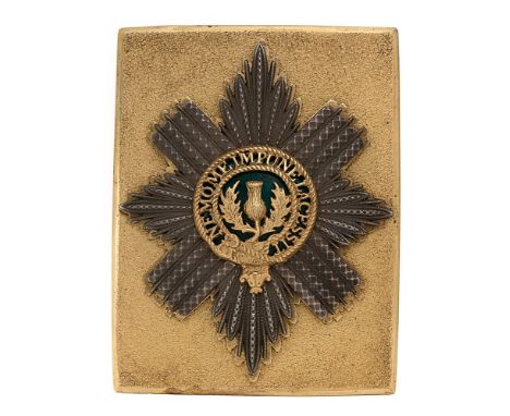 Badge. Scots Fusilier Guards Victorian Officer's shoulder belt plate circa 1831-55.  Fine and scarce seeded gilt rectangular 