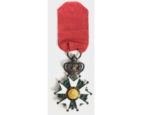 France. Legion of Honour, Knight's breast badge.  Good scarce mid 19th century example with white enamel arms joined by green