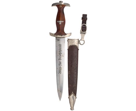 German Third Reich 1939 SA Stormtrooper's Dagger by Eickhorn, Solingen. Good example with double-edged blade, the front etche