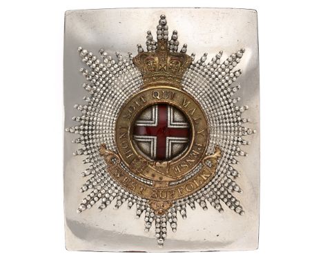 Badge. West Suffolk Militia Victorian Officer's pre 1855 shoulder belt plate.  Fine and scarce silvered rectangular plate mou