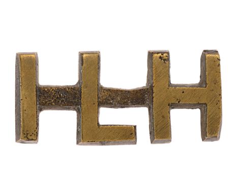 South African Imperial Light Horse (1st Regt.) Boer War brass slouch hat badge or title.  Good scarce crudely cast brass I-L-
