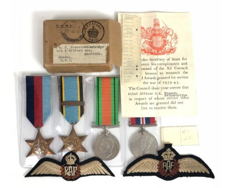 WW2 RAF Typhoon Pilot's Casualty Aircrew Europe Group of Medals Wings etc.  Awarded to Pilot Officer James Simon Fraser-Pethe