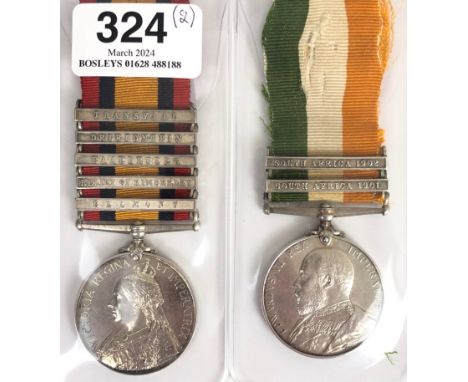 Boer War RAMC Queen's South Africa 5 Clasp Pair of Medals. Awarded to "4879 SERJT-MAJ J MURRAY RAMC". Comprising" Queen's Sou