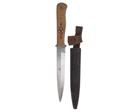 A good and unusual example of a military pattern boot fighting knife that has been used by a member of the Hitler Youth. Fitt