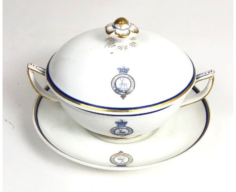 Victorian Hertfordshire Regiment of Militia Officers Mess China. A fine and rare individual three piece soup tureen. Each ite