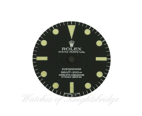 AN ORIGINAL ROLEX OYSTER PERPETUAL SUBMARINER CHRONOMETER DIAL CIRCA 1960s
For ref. 5512 models, signed Singer on the back of