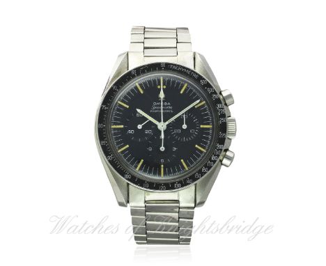 A RARE GENTLEMAN'S STAINLESS STEEL OMEGA SPEEDMASTER PROFESSIONAL CHRONOGRAPH BRACELET WATCH CIRCA 1966, REF. 105.012-66 
D: 