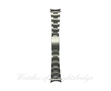 A GENTLEMAN'S STAINLESS STEEL 20MM ROLEX "HEAVY" OYSTER BRACELET
Numbered A/78360/580, total length approx 163mm.  CONDITION 