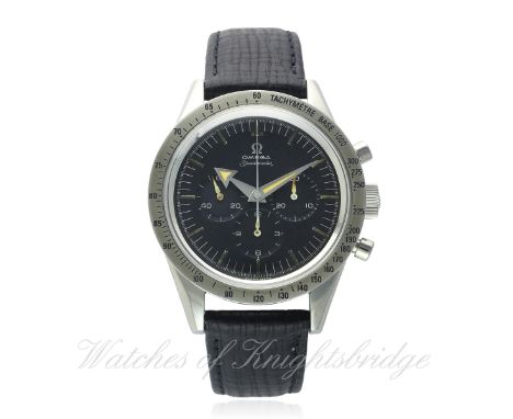 A RARE GENTLEMAN'S STAINLESS STEEL OMEGA SPEEDMASTER CHRONOGRAPH WRIST WATCH DATED 1957, REF. CK 2915-3 WITH OMEGA ARCHIVES &