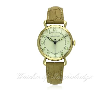 A GENTLEMAN'S 9CT GOLD JAEGER LECOULTRE WRIST WATCH CIRCA 1950s, REF. 241776
D: Silver dial with applied luminous Arabic nume