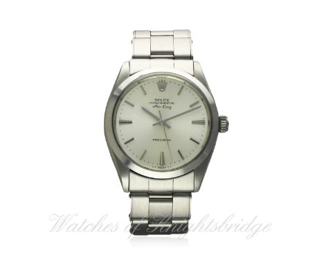 A GENTLEMAN'S STAINLESS STEEL ROLEX OYSTER PERPETUAL AIR KING PRECISION BRACELET WATCH DATED 1967 FROM CASE BACK INSCRIPTION,